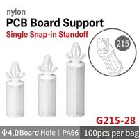 Entretoise polyvalente en nylon à clip simple 28 mm, à encliquetage pour trou de 4 mm, support de ventilation thermique pour PCB, PA66 Blanc Noir