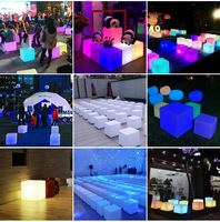 Chaises de bar et ensemble de cubes lumineux à LED pour l'extérieur, meubles en plastique imperméables modernes