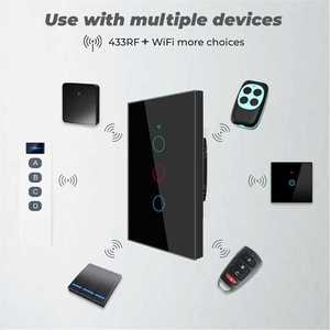 Tuya thông minh chúng tôi chuyển đổi tiêu chuẩn duy nhất sống dây không có trung tính Wifi điều khiển từ xa Tempered Glass cảm ứng Bảng điều chỉnh Wifi + RF433 - Product Image 3