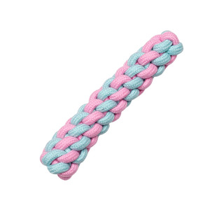 Cotton Rope Chew Toy For <b>Dogs</b> Teething Teeth Cleaning Indoor Use Pink Blue Braided - Product Image 1