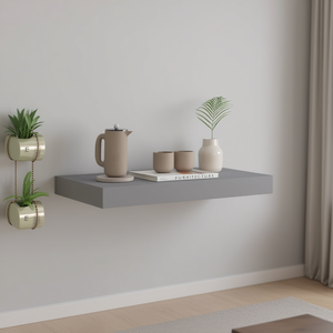 ชั้นวางของติดผนังแบบลอยตัวสีเทา ทำจาก MDF ขนาด 15.7x9.1x1.5 นิ้ว ดีไซน์ทันสมัยสำหรับตกแต่งบ้านและห้องนั่งเล่น - Product Image 2