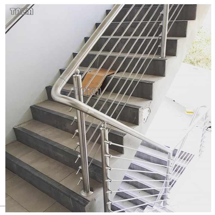 TAKA Customized Low Cost Price Stainless Steel Tube Stair Railings Post 304 /316 Balusters Outdoor Stainless Steel Railing