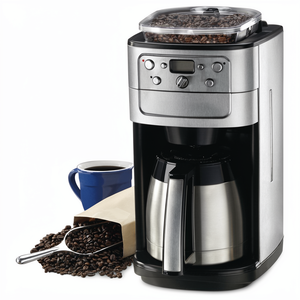 Cafetière automatique programmable à moulin à grains intégré, 12 tasses, avec carafe isotherme et filtre à eau au charbon de bois, 5 oz - Product Image 1