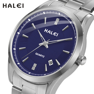 ดรอปชิปปิ้ง HALEI ควอตซ์นาฬิกาข้อมือสตรีสแตนเลสกันน้ำ 3BAR หน้าปัดเพชรตัวชี้แบบญี่ปุ่นขายส่ง - Product Image 1