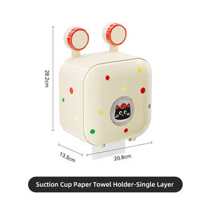 Porte-rouleau de papier toilette mural adhésif étanche style vintage mignon avec couvercle fermé pour salle de bain - Product Image 5