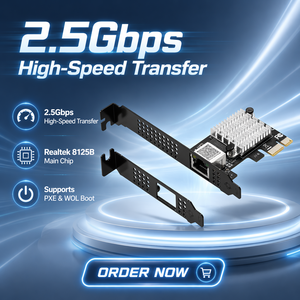 อะแดปเตอร์อีเธอร์เน็ตกิกะบิตแบบพอร์ตเดียว RJ45 2.5GbE PCIe 2.5G แบบติดตั้งภายใน ชิปเซ็ต Realtek 8125 รองรับ PXE WOL สำหรับเดสก์ท็อปเซิร์ฟเวอร์ - Product Image 1