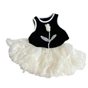 童装纯棉优质套装2023夏季新品可爱女孩背心裙花朵婴儿套装