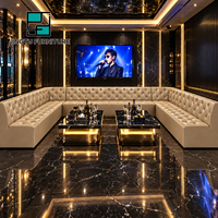 Banquette de bar en forme de U, capitonnée, en cuir crème, pour boîte de nuit, KTV, salon, hôtel, personnalisable, OEM, fabricant en gros, Chine