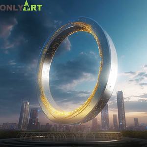 Sculpture abstraite d'anneau de colombe d'acier inoxydable de grande taille de jardin extérieur - Product Image 4