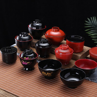 Série Double Sword Bowl, vaisselle japonaise, ensemble de bols en plastique pour soupe, riz et dessert, design fileté