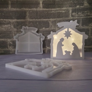 Moules de rangement en silicone 3D écologiques faits à la main outils PC réutilisables pour glaçage Rectangle carré inspiré des outils de gâteau de naissance de Jésus - Product Image 1