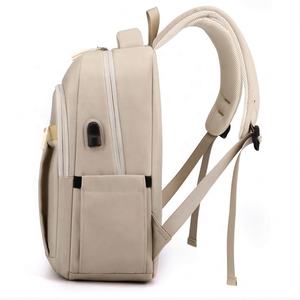 Sac à dos pour ordinateur portable Beige léger de voyage sac à dos d'affaires sac de travail avec port de charge USB - Product Image 4