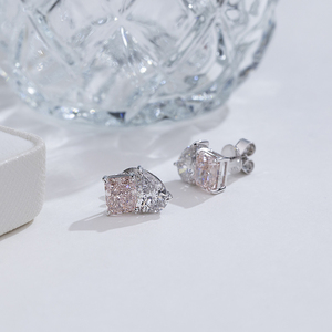 ต่างหูเพชรเม็ดรัศมีสีชมพูทองคำขาว 14K รุ่น MSE-937 จาก Messi Jewelry สำหรับผู้หญิง - Product Image 1