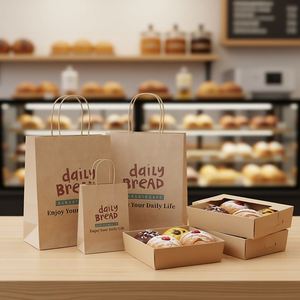 Sacs de vente au détail en papier kraft écologiques et durables avec impression offset personnalisable et poignées torsadées pour la vente à emporter et le shopping - Product Image 4