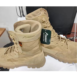 Botas de Combate y Senderismo TSB05 de Lona Oxford Transpirable y Ligera con Mangas de Cuero Vacuno Genuino de Grano Completo y Ante - Product Image 6