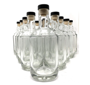 Bouteille en verre de 750ml avec anneau doigt et bouchon de liège (12 Pack), carafe pour le whisky, la <span class=keywords><strong>Vodka</strong></span>, les spiritueux, l'alcool - Product Image 4