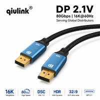 Câble DP 2.1 16K 60Hz 80 Gbps HDR Dynamic Ultra Wide DSC 1.2 pour moniteur de jeu, station de travail, home cinéma