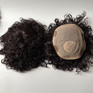 Goedkope Natuurlijke Menselijke Haarvervangingssysteem Voor Mannen Zwarte Prothese Ademende Zijden Kanten Kroon Toupet Clips - Product Image 4