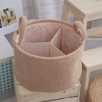 Panier de rangement rond uni simple, grande capacité, avec poignées, pratique pour la maison