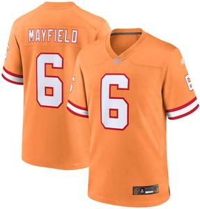 Camisetas Deportivas Cortas Transpirables con Bordado de los <span class=keywords><strong>Buccaneers</strong></span> de Fútbol Americano 2526 # Uniforme de Hombre Mayfield 6, Venta al por Mayor en China - Product Image 3