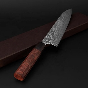 Cuchillo de chef japonés Gyuto Damascus Bunka de diseño estético, hecho de acero damasco con mango octogonal de madera. - Product Image 2