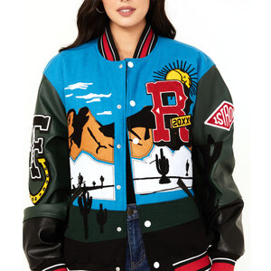 Chaqueta Varsity de Lona Estampada de Manga Larga para Mujer, Estilo Nuevo, Corte Ajustado, Diseño Personalizado, Ropa Urbana, Transpirable, de Secado Rápido y Ligera - Product Image 1