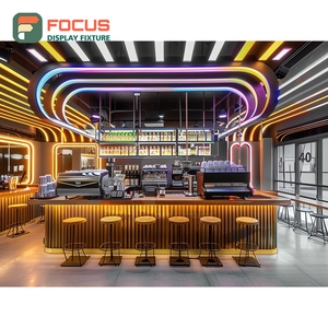 Vitrina expositora de café independiente con acabado negro mate, área de exhibición de accesorios, vitrina para cafetería - Product Image 6