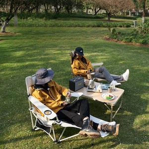 เก้าอี้พักผ่อนพับได้ น้ำหนักเบา โครงอะลูมิเนียม เก้าอี้ตกปลาแบบพกพา สำหรับตั้งแคมป์กลางแจ้ง ชายหาด สวน พร้อมที่วางเท้า - Product Image 4