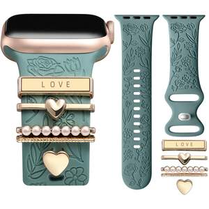 Upro Fashion Wholesale Heart Watch Strap Charms Pack pour bracelet Apple Watch en silicone, ensemble d'anneaux décoratifs, accessoires pour bracelet de montre - Product Image 4