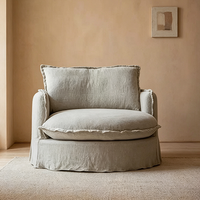 Fauteuils d'appoint de luxe pour la maison, avec jupe à volants, assise profonde et housse en lin entièrement amovible, pour salon et villa