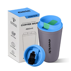 Tazas de café de metal de regalo reutilizables térmicas Tazas minimalistas de acero inoxidable en línea negro para promoción - Product Image 1