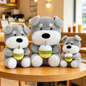 Lindo Peluche de Perrito Gris, Kawaii Schnauzer, Juguete de Peluche con Coco Verde, Peluche Suave para Regalo de Cumpleaños, 25/32/42cm - Product Image 5