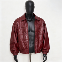 Veste bomber pour homme personnalisée OEM avec logo en relief, style motard, saison printemps, veste en PU brodée pour homme