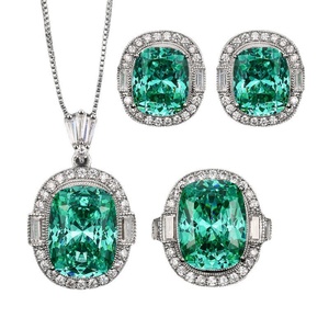 Fashion Eco-friendly Copper Wholesale Jewelry <b>Set</b> 12*16-10*12mm Paraiba Green Cubic Zirconia Bird Nest Trendy Bulk Sale <b>Set</b> - Product Image 1