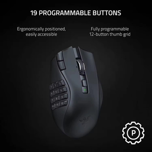 เมาส์เกมมิ่งไร้สาย Razer Naga V2 HyperSpeed รุ่นดั้งเดิม ปุ่มตั้งค่าได้ 19 ปุ่ม เซ็นเซอร์ออปติคอล Focus Pro 30K เมาส์ออกแบบตามหลักสรีรศาสตร์ - Product Image 3