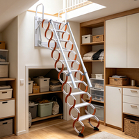 Escalier de grenier rétractable mural moderne de qualité supérieure, robuste, en forme de S, avec cadre renforcé, silencieux, télescopique, capacité de charge de 300 kg