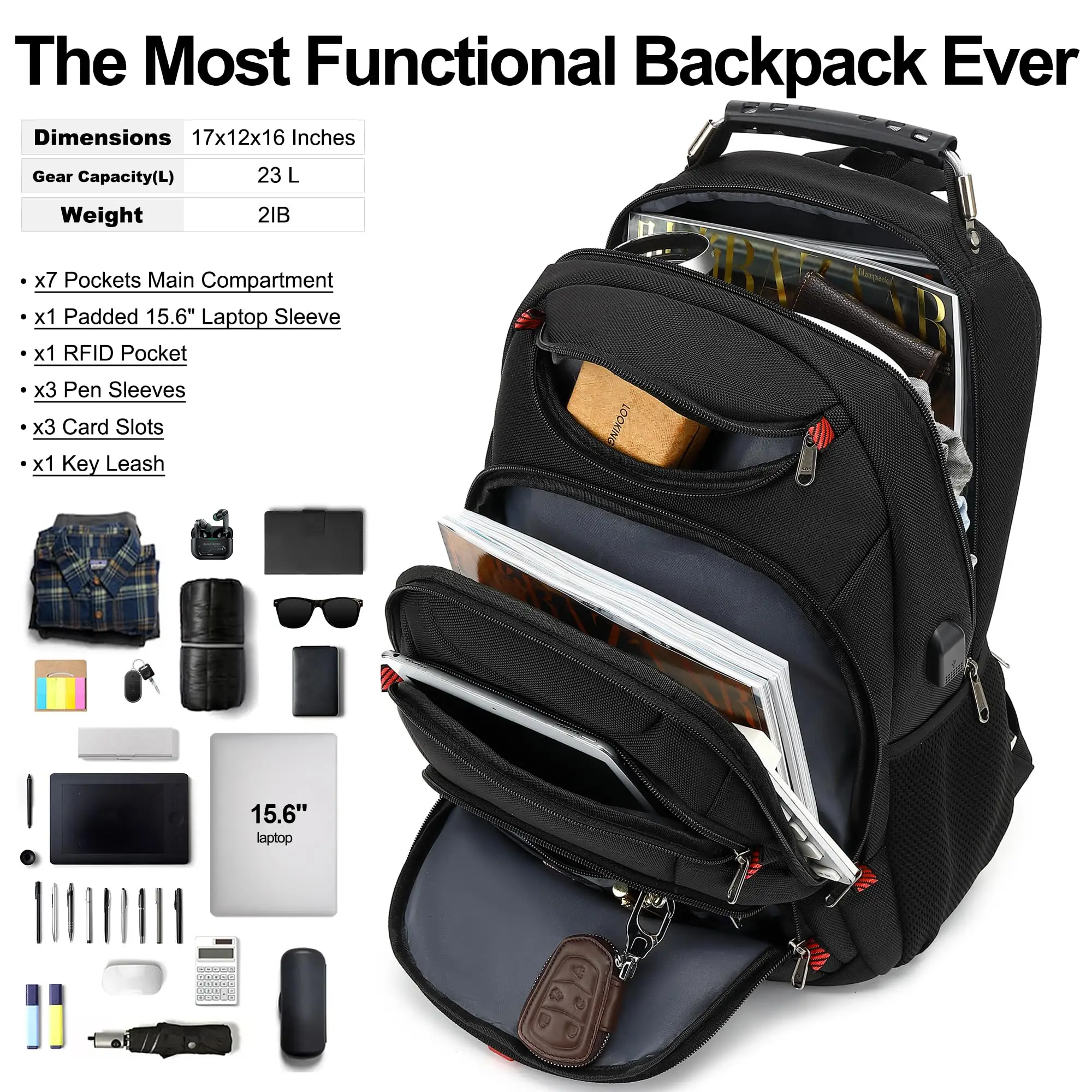 Thời Trang Máy Tính Xách Tay Ba Lô Cho Nam Giới USB Sạc Du Lịch Không Thấm Nước Ba Lô Unisex Cao Đẳng Bookbag