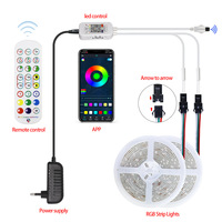 Bande LED RGBIC 12V WS2811 30 LED/m, contrôleur LED, télécommande IR 24 touches, contrôleur intelligent musical, variateur de lumière