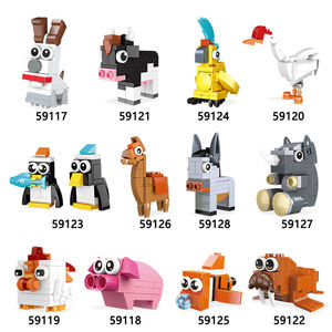 59117-59128 Ensemble de blocs de construction DIY pour enfants, animaux mignons (chien, cochon, vache, mancho), jouet éducatif, cadeau - Product Image 6