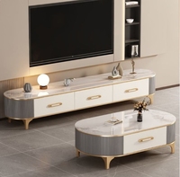 Table à thé ovale de luxe moderne avec combinaison de meuble TV pour petite maison salon chambre design avancé pour meubles de maison
