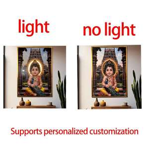 Cuadros Artísticos de Buda de Alta Calidad al por Mayor con Luces LED y Marcos de Vidrio, Impresos con UV para Decoración del Hogar y Templos - Product Image 6