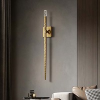 Applique murale moderne en laiton avec abat-jour en cristal LED doré de luxe, lumière chaude 3000K pour salon, chambre et hôtel