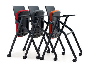 Silla Plegable Apilable de Malla Negra Moderna con Tablero de Escritura para Uso Comercial en Hoteles y Escuelas - Product Image 6