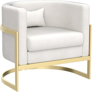 <span class=keywords><strong>Poltrona</strong></span> moderna a botte con gambe in metallo dorato sedia di accento di velluto per camera da letto e soggiorno Club divano laterale in avorio - Product Image 4