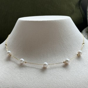Zhuji 5-6mm Round Akoya Sea Water <b>Pearl</b> <b>Necklace</b> Starry Sky 18K <b>Gold</b> Tint Millet Beads - Product Image 3