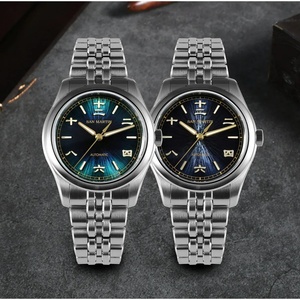 Reloj San Martin para Hombre, 39 mm, Acero Inoxidable, Esfera Esmaltada Sunray JianZhan, GADA 90S5 Automático, BGW-X1, 10 Bar, Zafiro, Brazalete de 5 Eslabones - Product Image 4