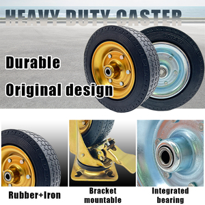 VIMA Hochwertige 8 Zoll Einzel-Lenkrolle Schwerlast Gummi und Eisen Rollenbremse Tragkraft 330kg Abfallbehälter-Rolle für Mülleimer - Product Image 3
