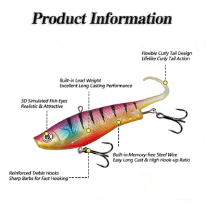 เหยื่อตก<span class=keywords><strong>ปลา</strong></span> HOWELL Soft Lead VIB ขนาด 9 ซม./16.5 กรัม และ 11 ซม./30 กรัม แบบหางงอ ตัวเบทว่ายน้ำ ตา 3 มิติ ตะขอเบ็ดสามทางคมกริบ สำหรับตก<span class=keywords><strong>ปลา</strong></span>แบส <span class=keywords><strong>ปลา</strong></span>ทะเล - Product Image 3