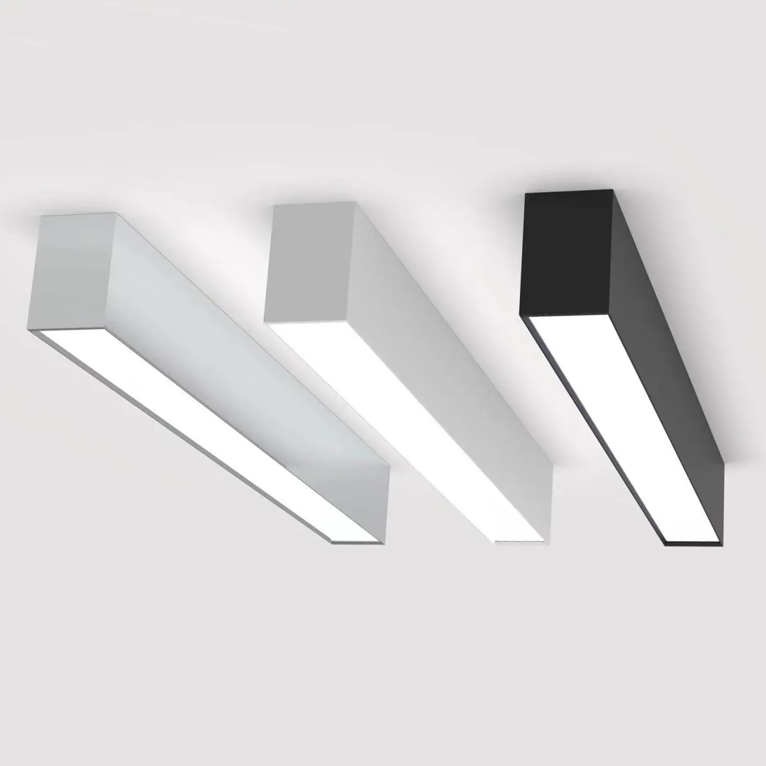 Fast Delivery Aluminum CE TUV 1200mm 1500mm square led linear ceiling pendant light for shop