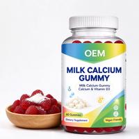 Gummies de calcium au lait en gros pour marque privée OEM, 60 unités, avec suppléments de vitamine D3